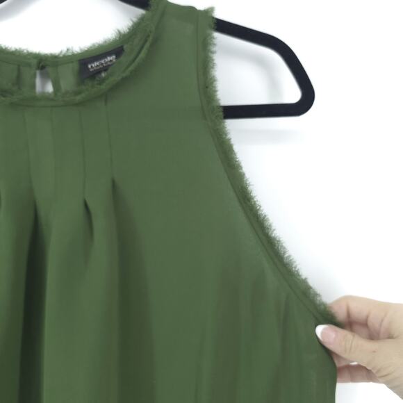 Nicole Miller Flowy Hi Lo Boho Sheer Coquette Sleeveless Tunic Blouse Keyhole M - Picture 3 of 11